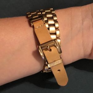 Michael Kors Leather & Rose Gold Wrap Bracelet